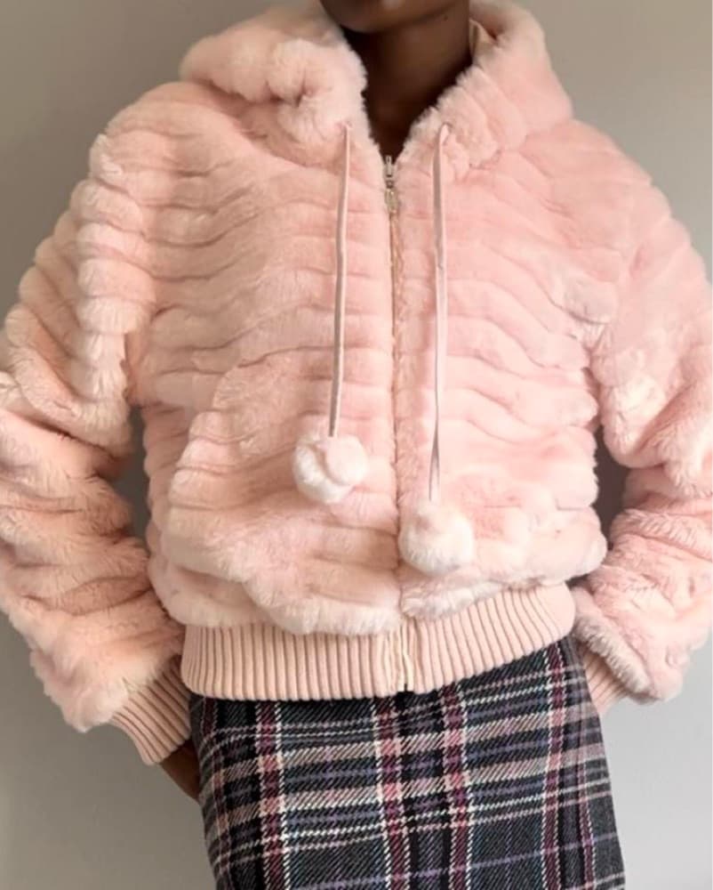 Y2K Mudd Pink Faux Fur Jacket - Image 1