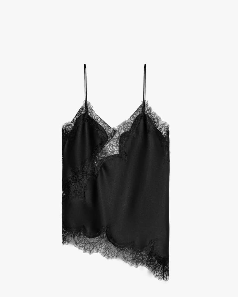 Zara Asymmetrical Black lace Silk Cami - Image 3