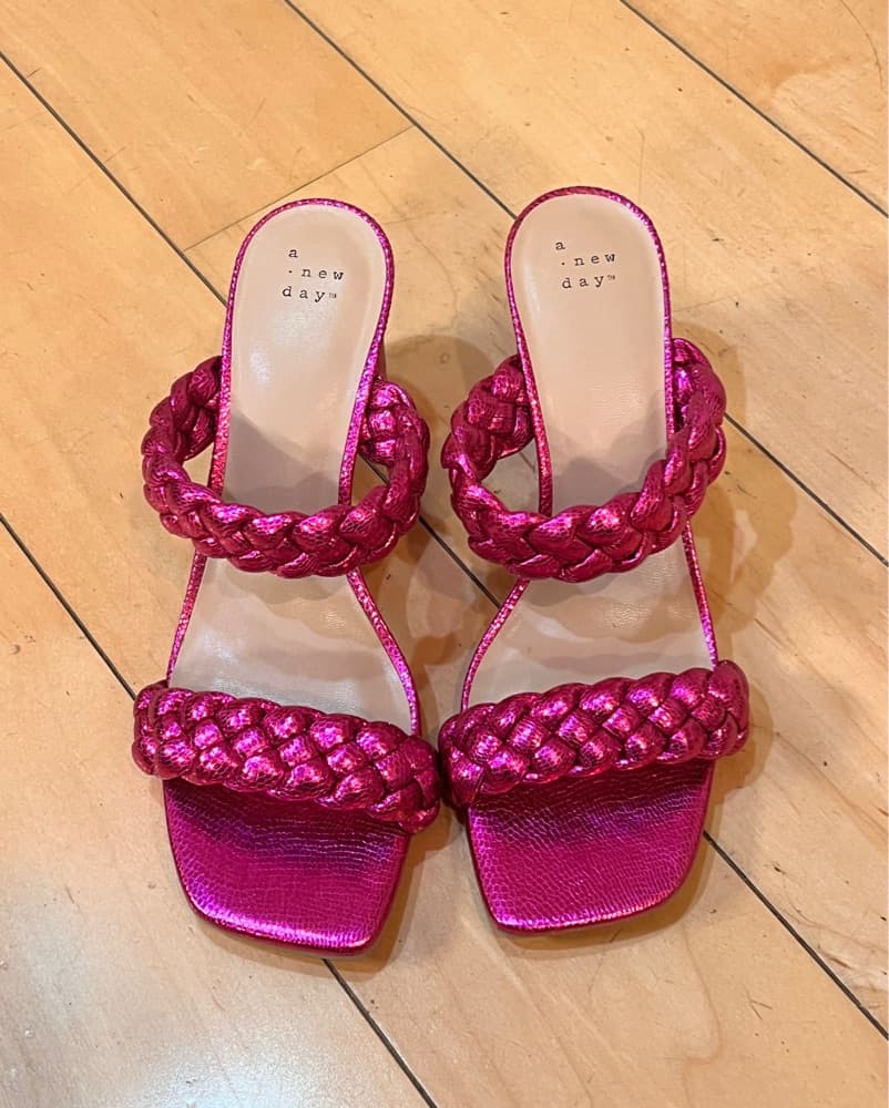 Vibrant Metallic Braided Strap Heels - Image 1