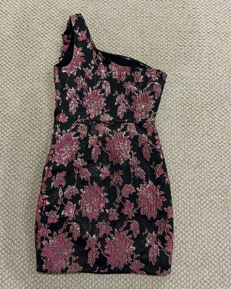 Floral Brocade One-Shoulder Dress - Image 2