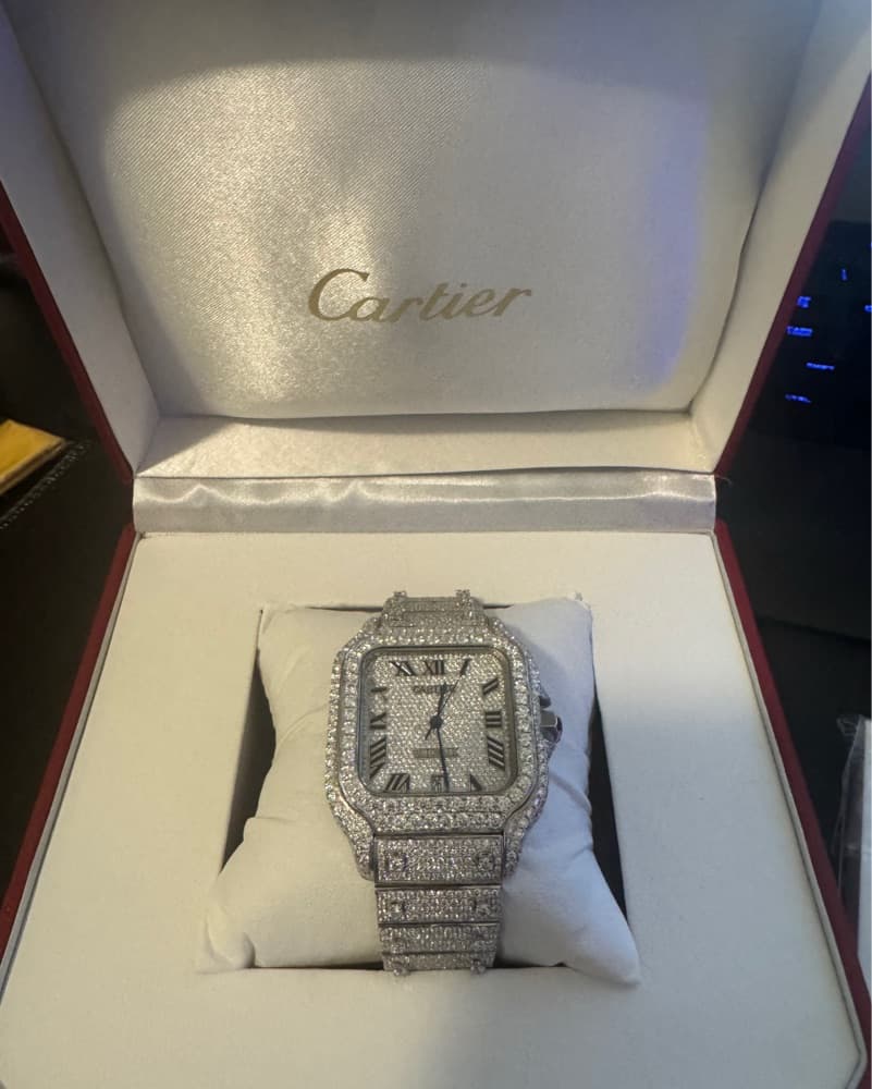 Iced Out Cartier Santos Flooded Diamonds - Image 1