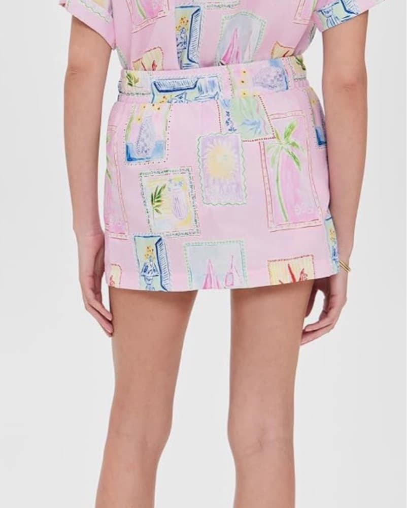 Postcard Pink Linen Mini Skirt - Image 3