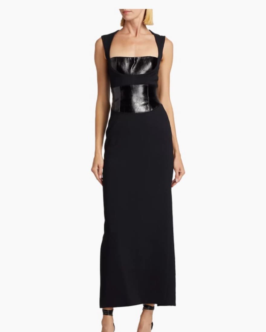Brandon Maxwell Leather & Crepe Dress - Image 2