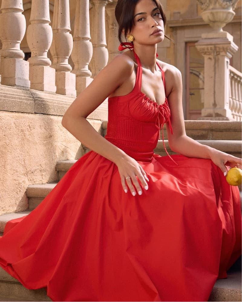 Italian Tomato Cotton Halter Sundress - Image 2