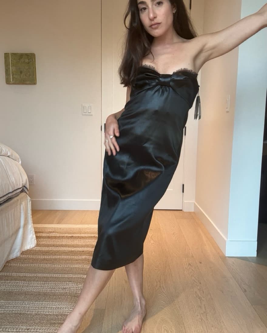 YSL Black Midi Dress With Bow - Image 5