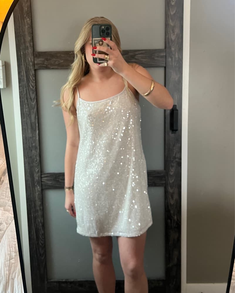 Sequined Champagne Slip Dress - Image 4