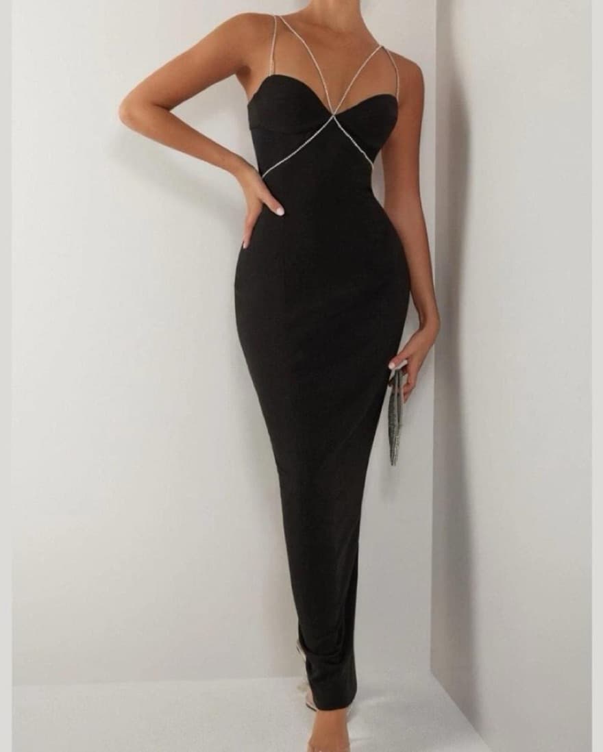 Heiress Diamante Bodycon Maxi Dress - Image 1