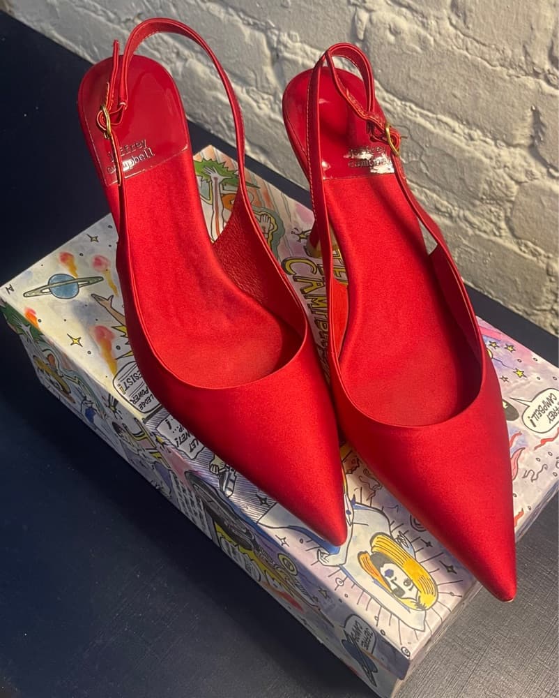 Vibrant Red Jeffrey Campbell Slingback Pumps - Image 2