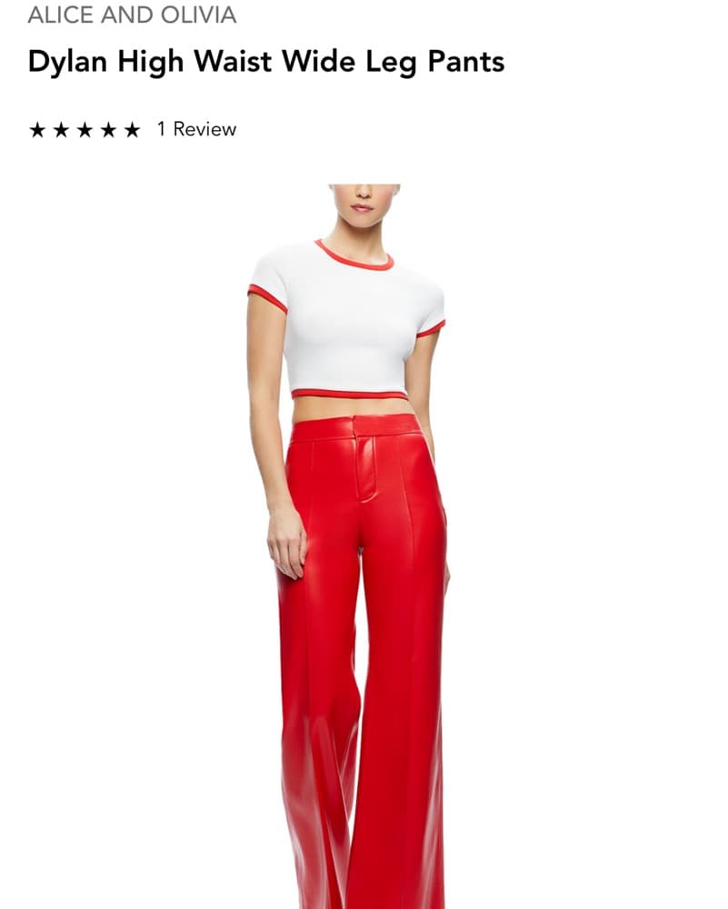 Alice + Olivia Red Leather Pant - Image 3
