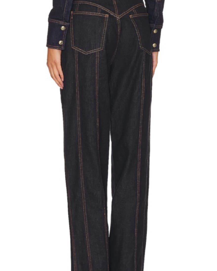 Sleek Black Denim Jeans With Accents - Image 4