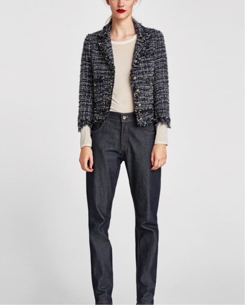 Metallic Blue Tweed Zara Jacket - Image 1