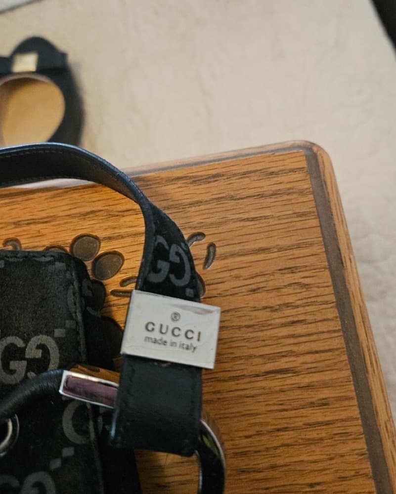Vintage Black Suede Gucci Shoulder Bag - Image 3