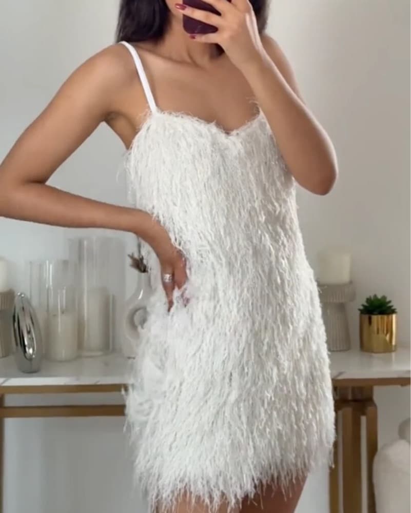 Zara Chic White Fringe Mini Dress - Image 2