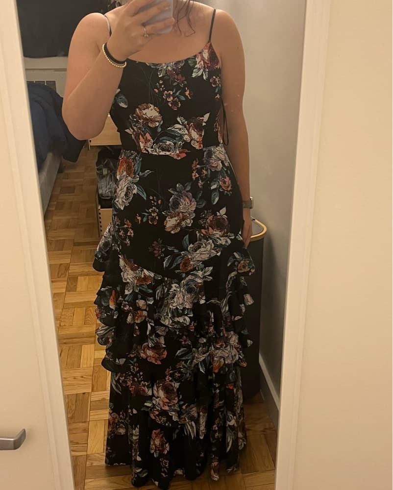 Black Floral Tiered Gown  - Image 4
