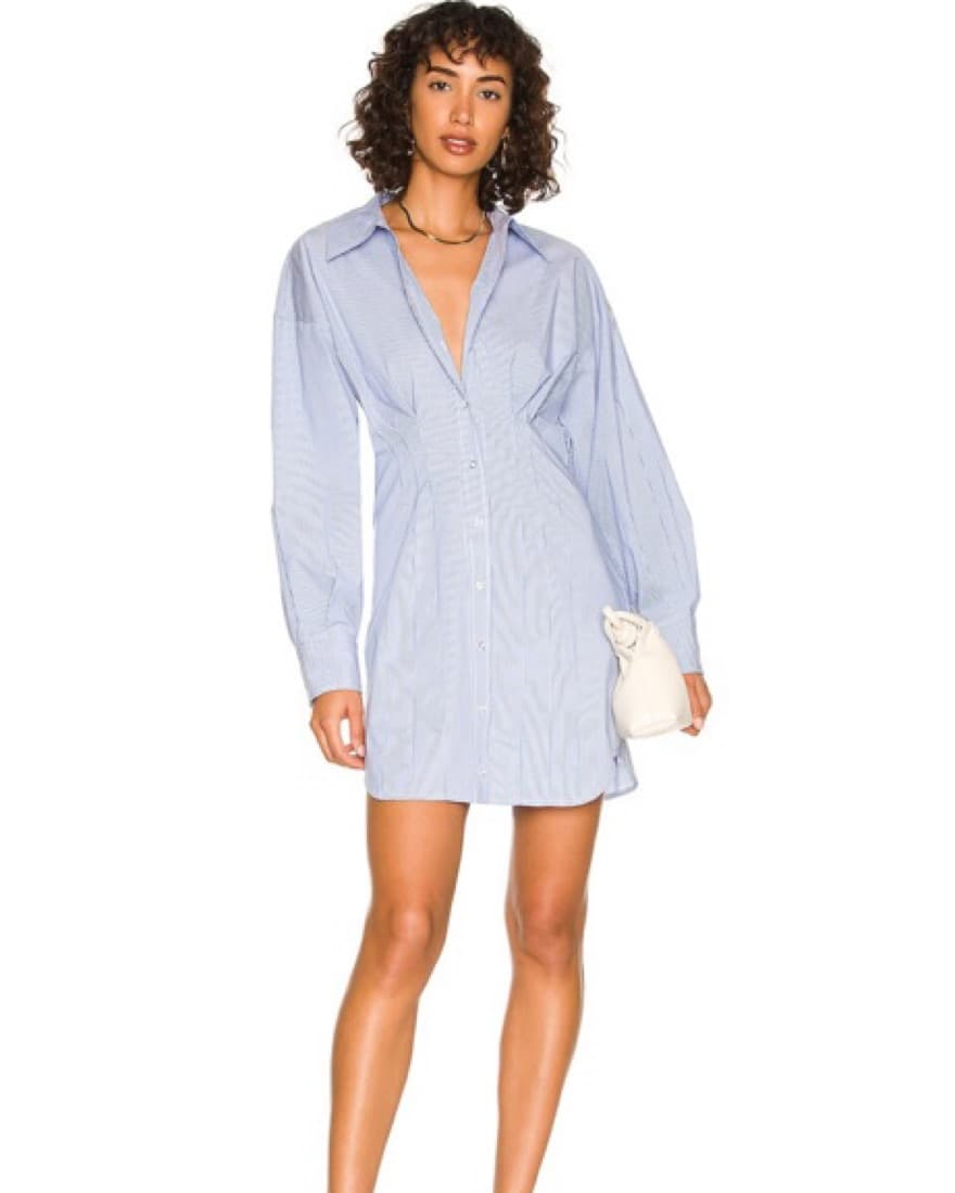 L’academie Mini Button Down Stripe Dress - Image 1