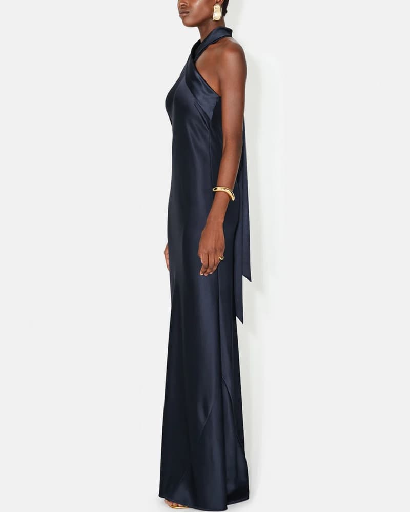 GALVAN Satin Pandora Dress in Midnight - Image 2