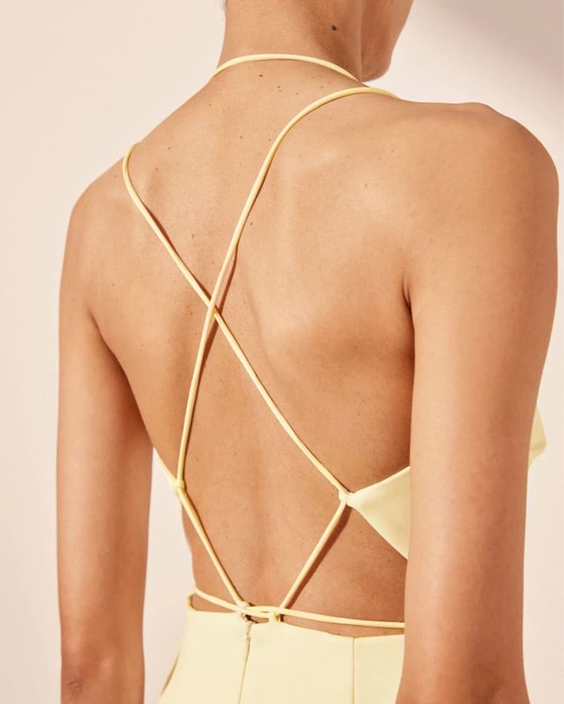 Lani Cross Back Midi Dress in Vanilla  - Image 2