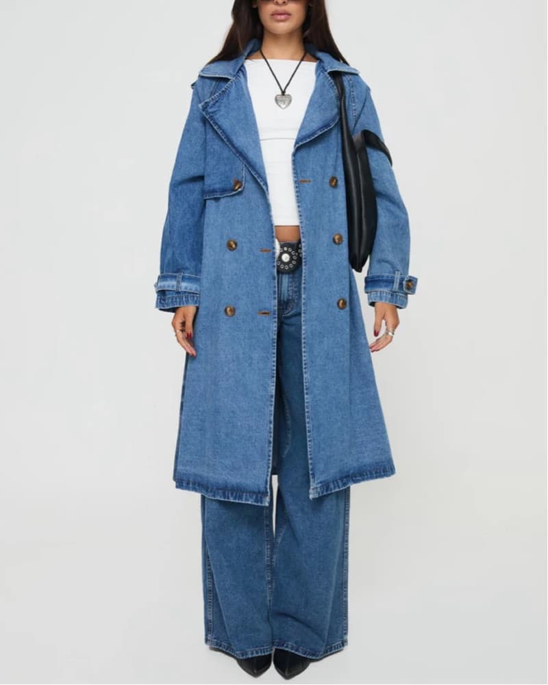 Princess Polly HONEYED DENIM TRENCH COAT - Image 3
