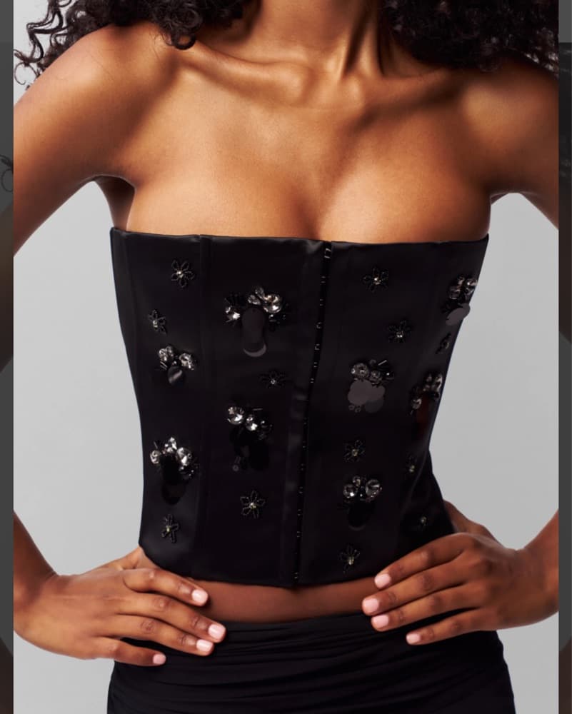Guzio Embellished Satin Corset - Image 1