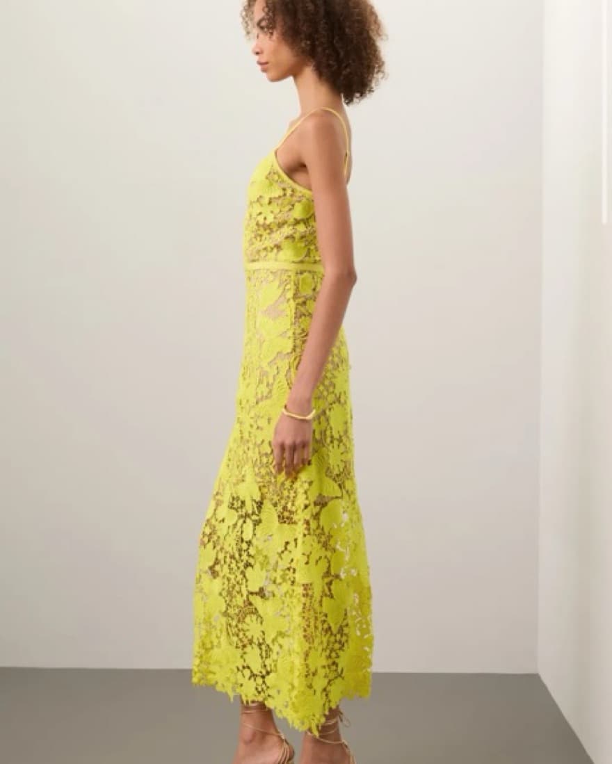Catherine Dean Yellow Floral Midi Dress - Image 3
