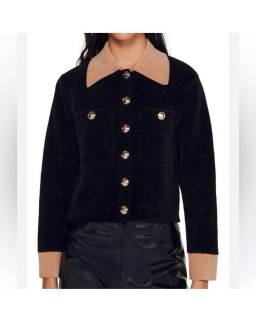 Sandro Velour Cropped Jacket Cardigan - Image 1