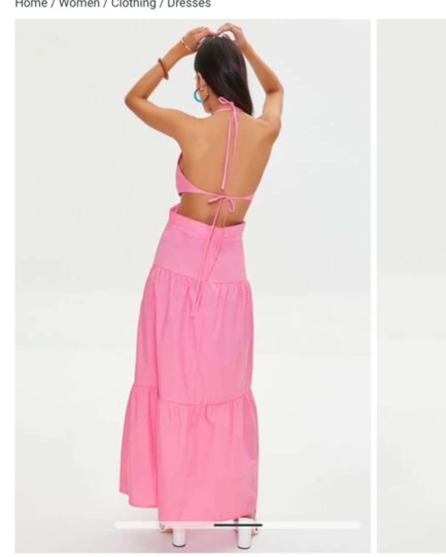 Pink Halter Cutout Maxi Dress - Image 3