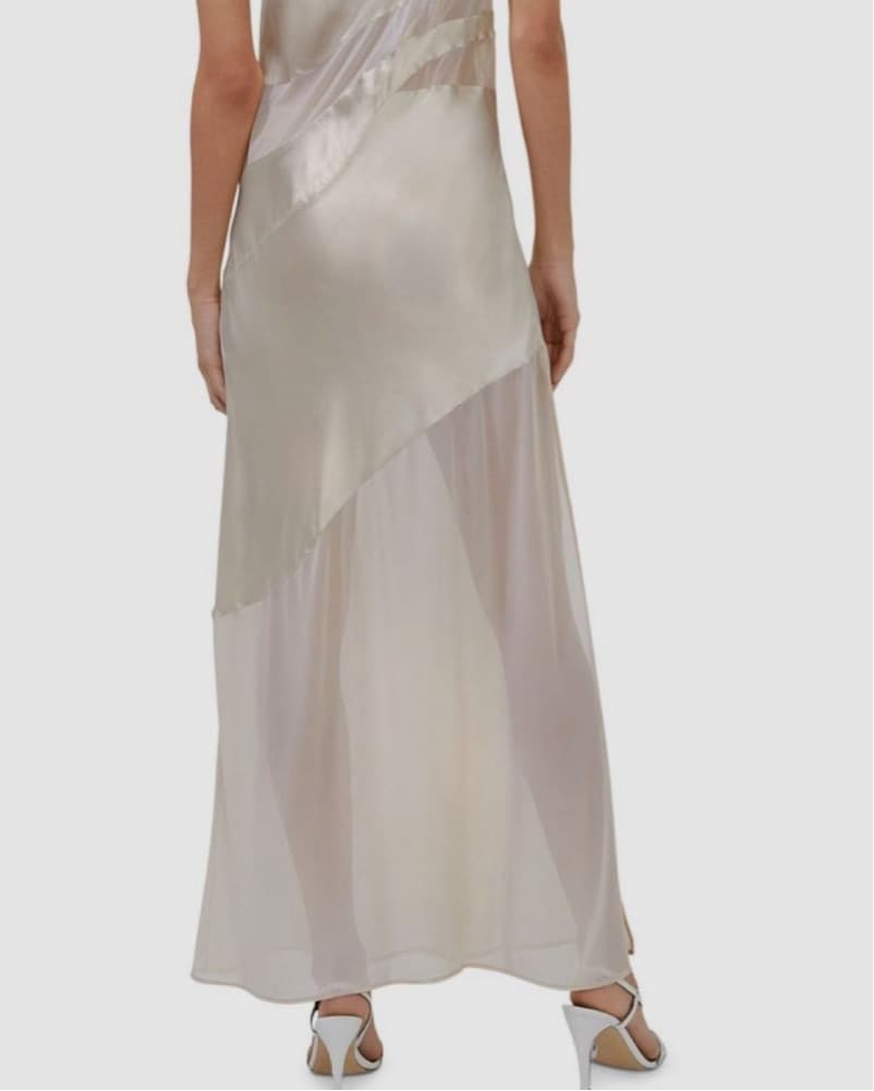 Elegant Satin and Mesh Maxi Dress - Image 3