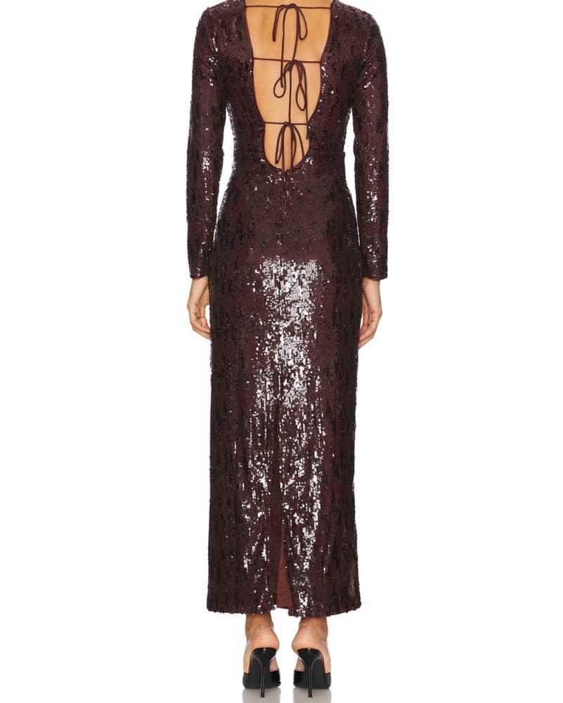 Sequins Maxi Dress In Chocolate - Image 4