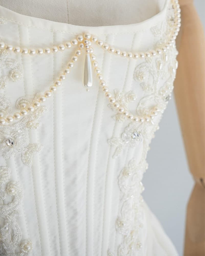 Mini White Beaded Wedding Dress - Image 2