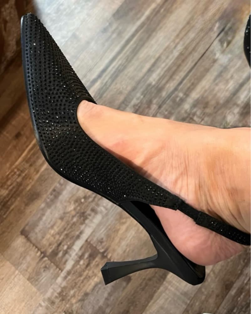 Black Sequins Pointed Toe Heels - Image 3