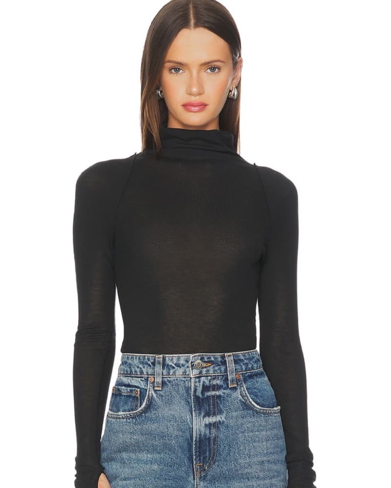 Free People Black Turtleneck Bodysuit - Image 1