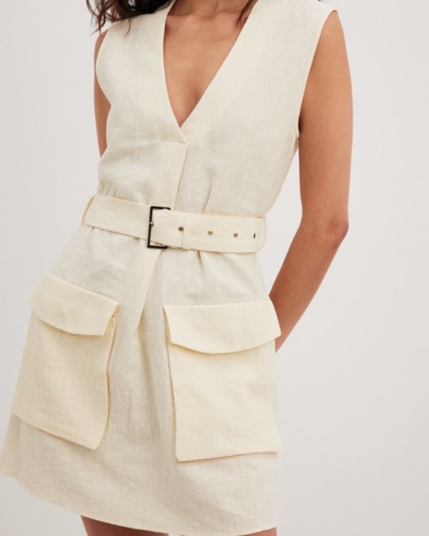 NA-KD Linen Blend Cargo Dress - Image 3