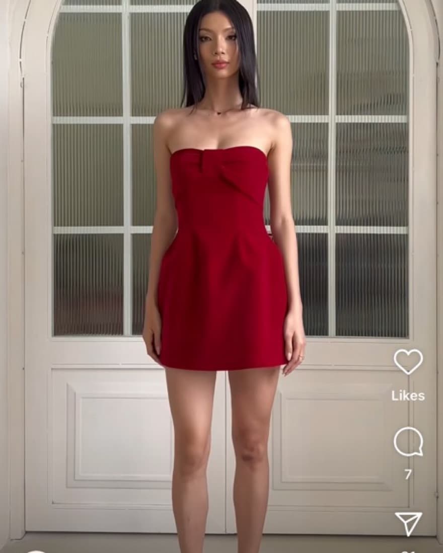 Phoebe  Red Velour Dress - Image 4