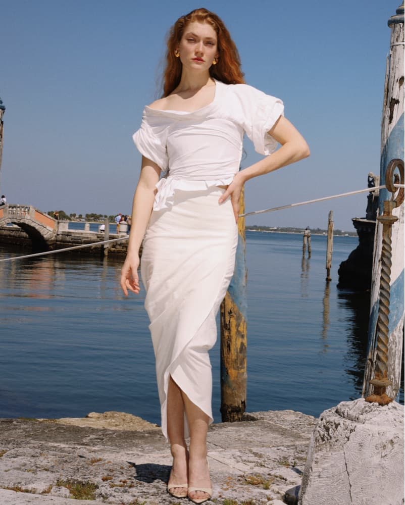 High Waisted Gathered Jersey Skirt - Image 3