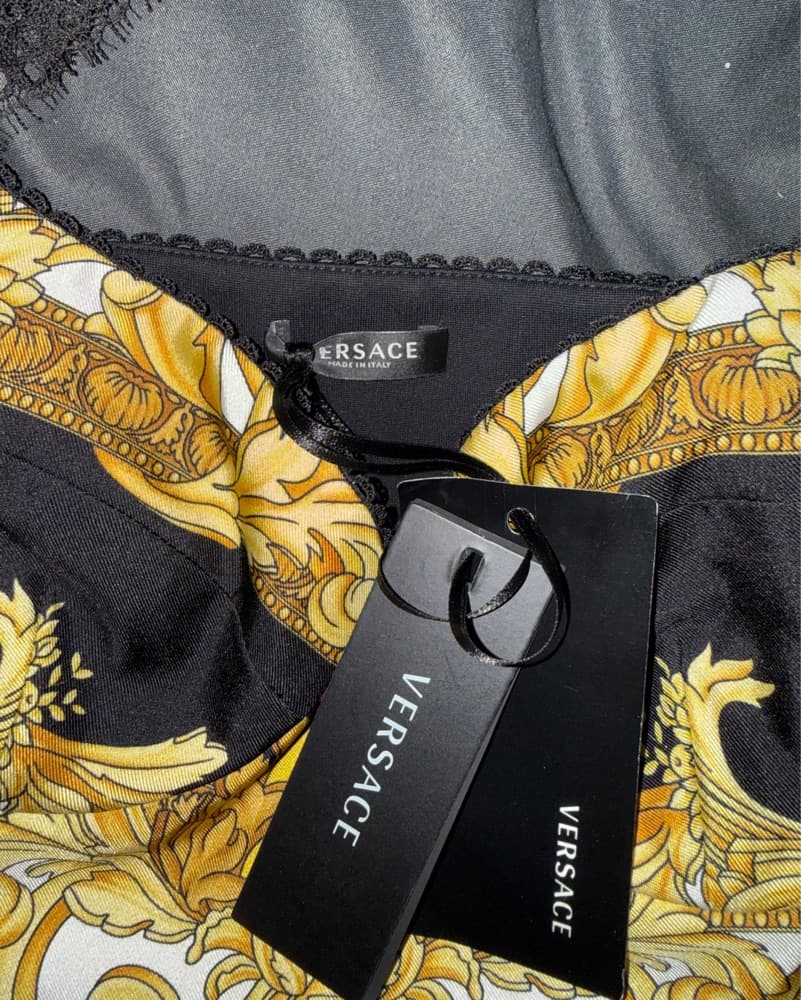 Versace Black And Gold Baroque Bralette - Image 3