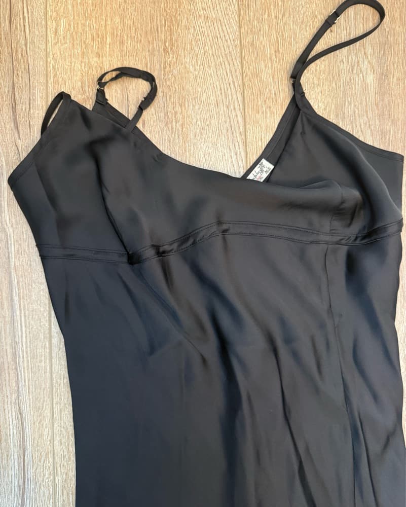 Free People Bias Black Satin Slip Dress - Image 3