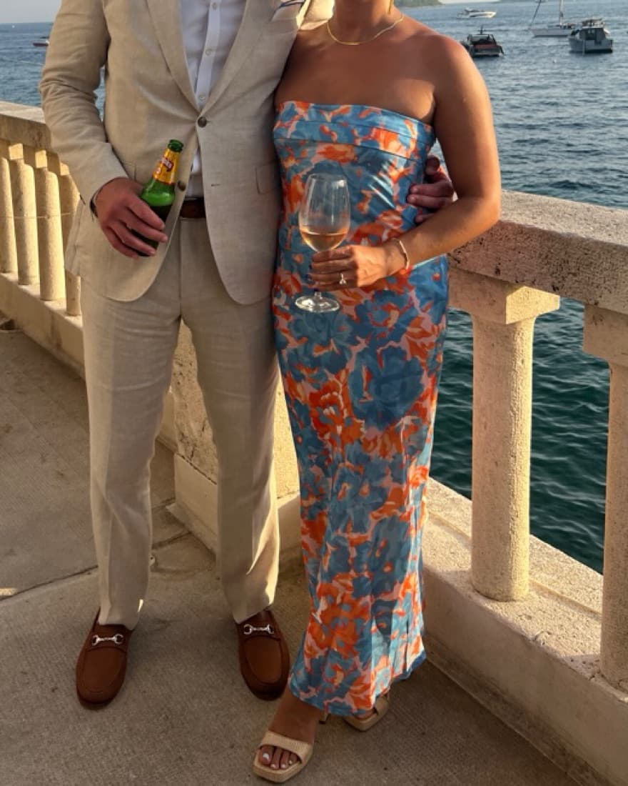 Strapless Coral Design Dress  - Image 2