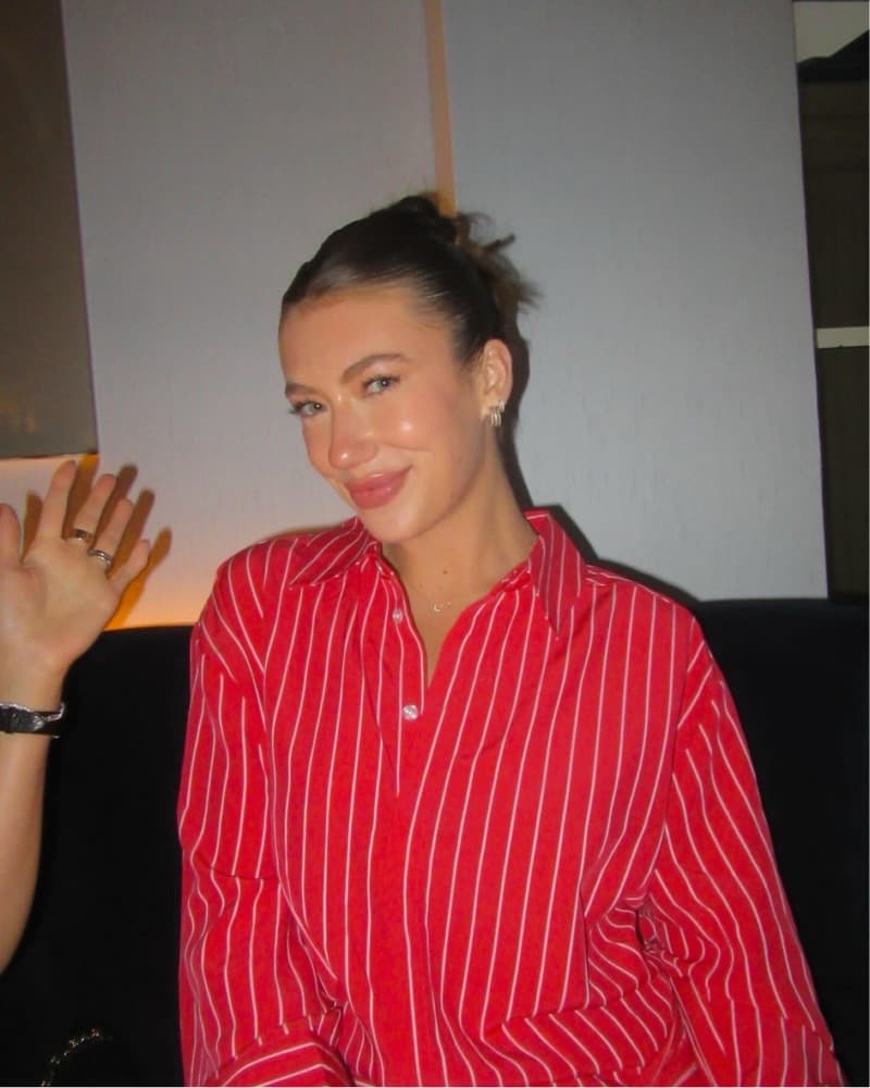 Red Button Up Long Sleeve Dress - Image 2
