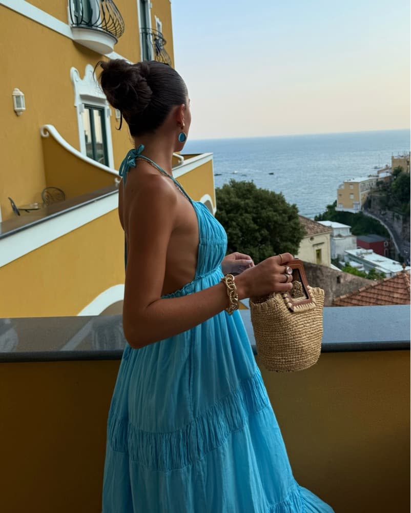 Italian Blue Lightweight Linen Dress - Image 2