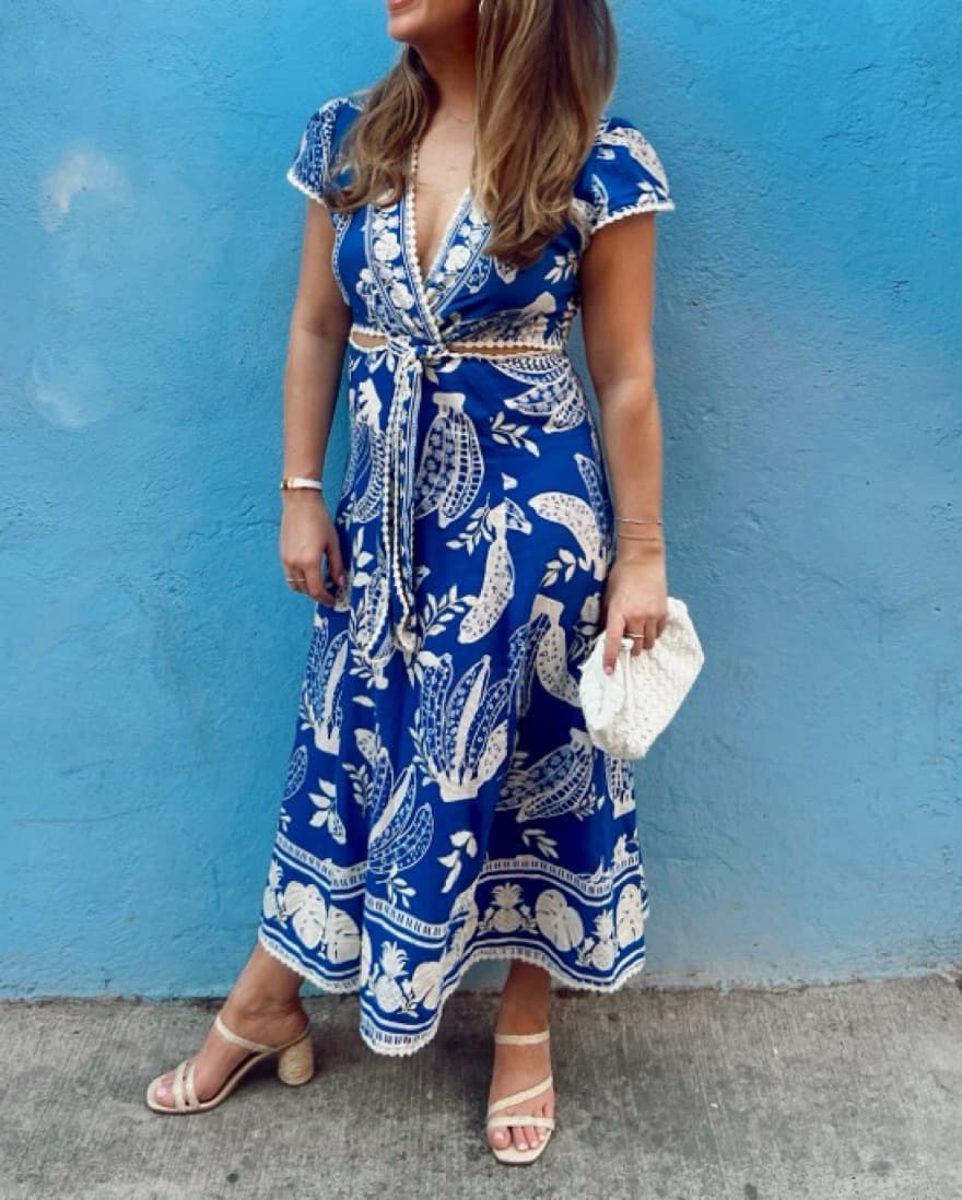Blue And White Farm Rio Dress - Image 3