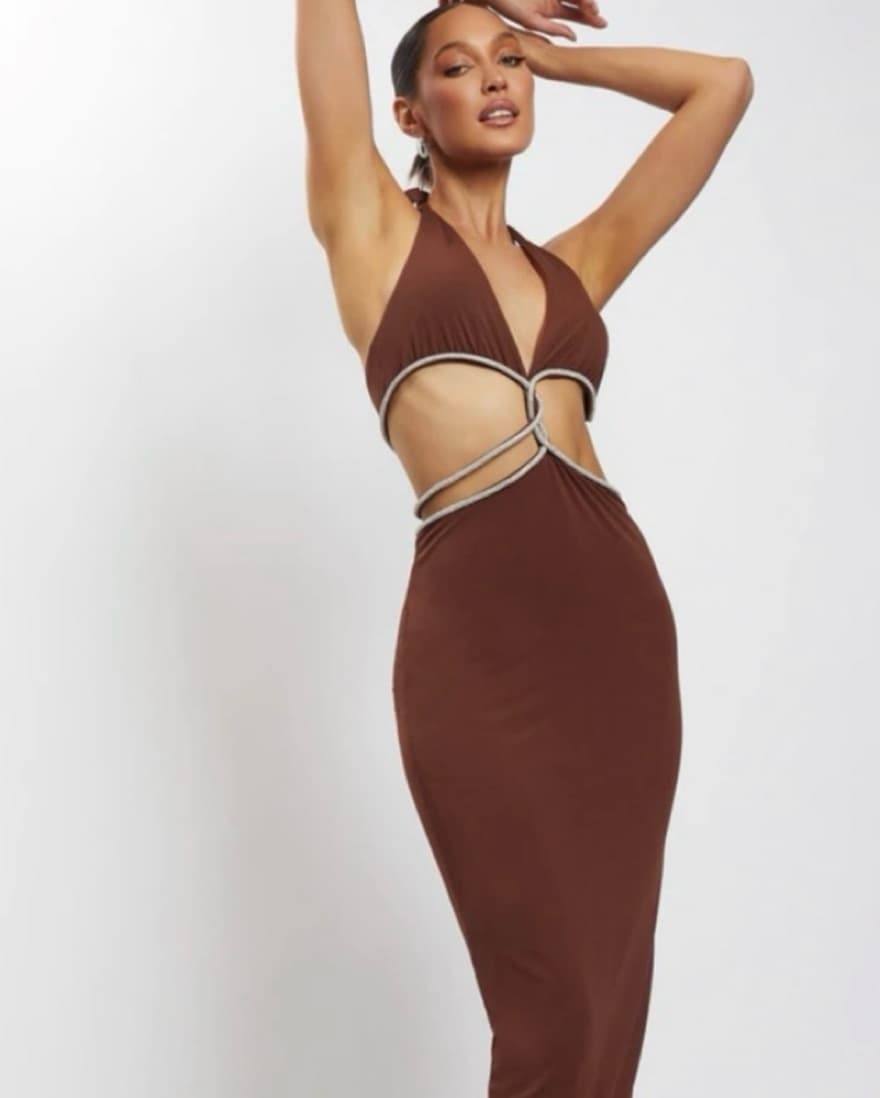 Meshki Diamante Cut Out Midi Dress  - Image 3