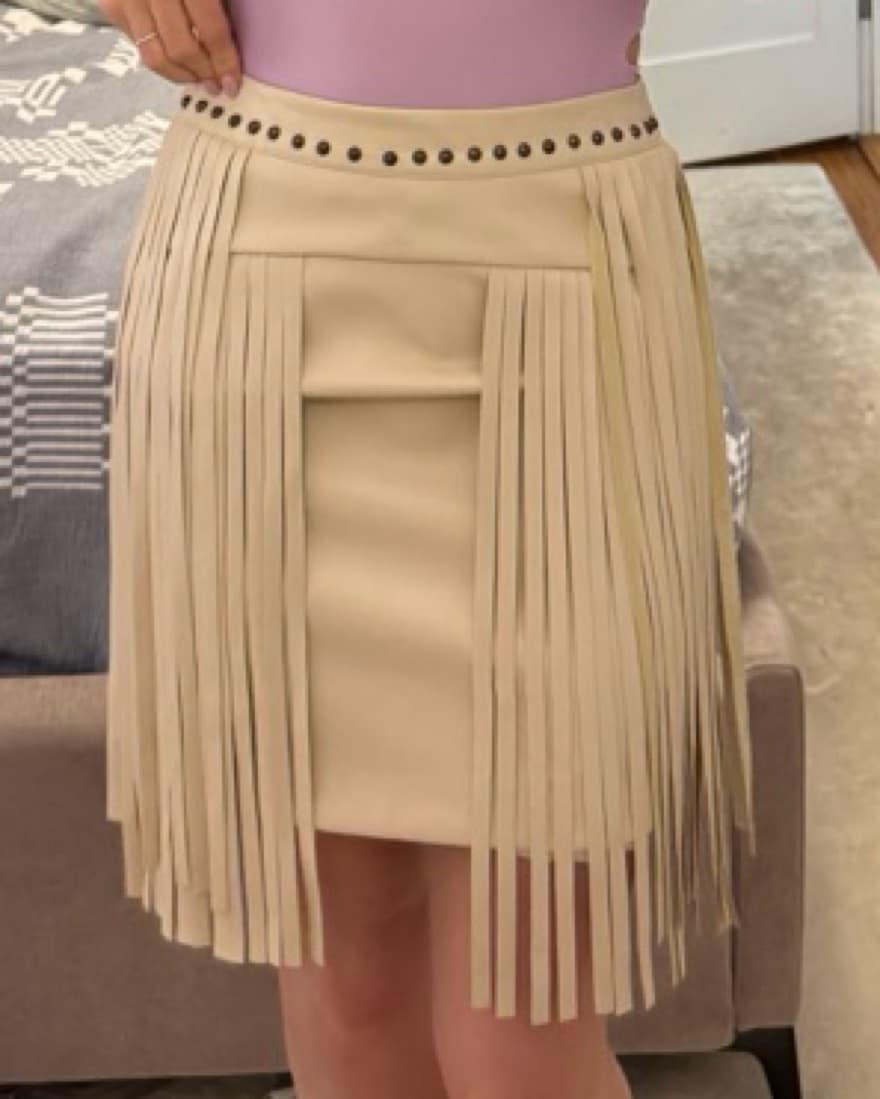 Fringe Leather Mini Skirt - Image 4