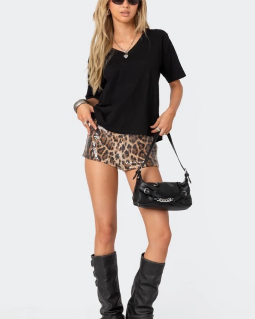 Sequin Leopard Mirco Shorts - Image 2