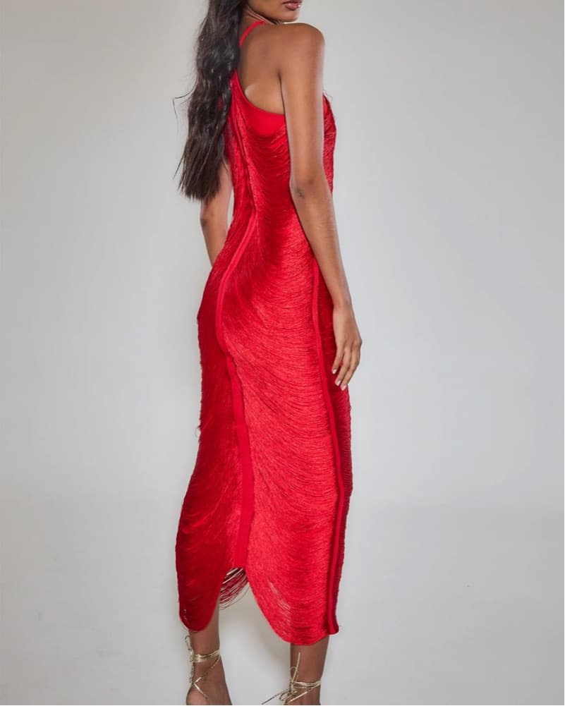 Red Fringe Rare London Dress - Image 3