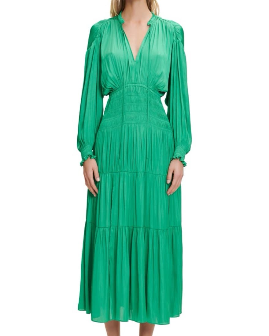 Maje Rovel Smocked Waist Tiered Dress - Image 2