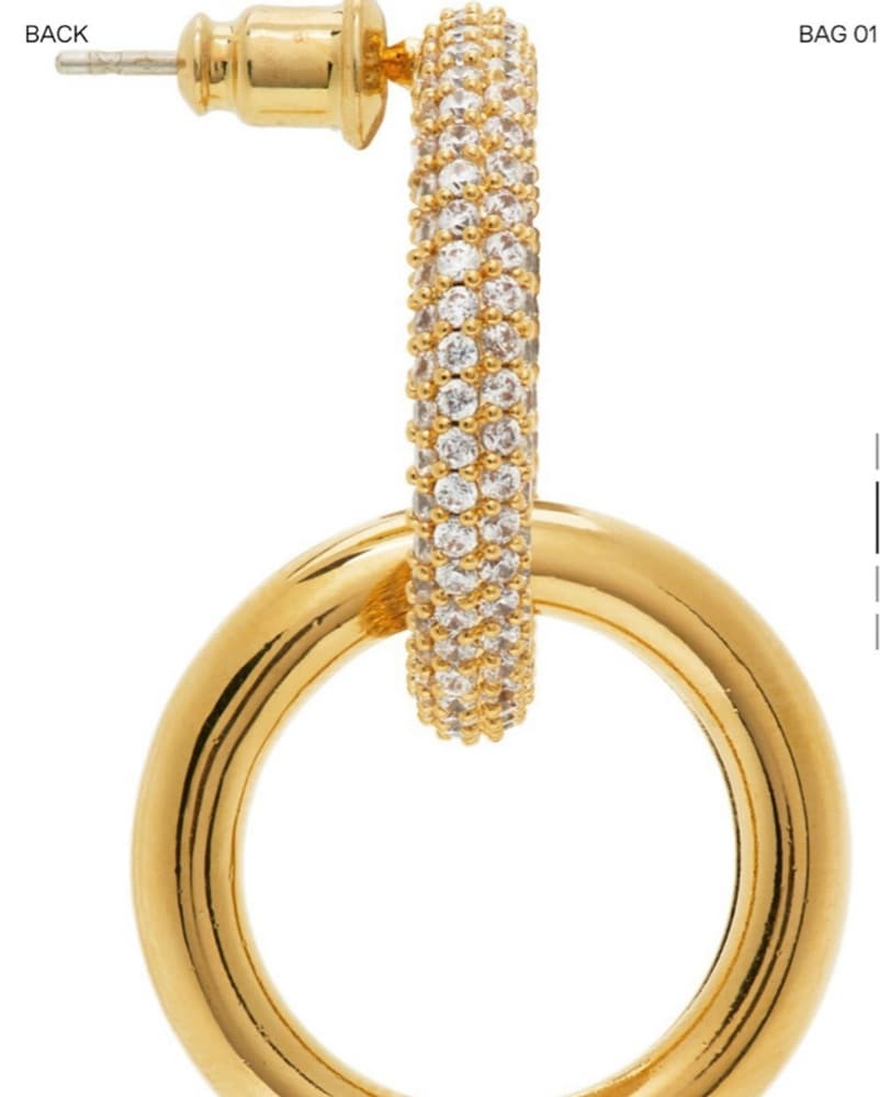 NUMBERING Gold Crystal Hoop Earrings - Image 4