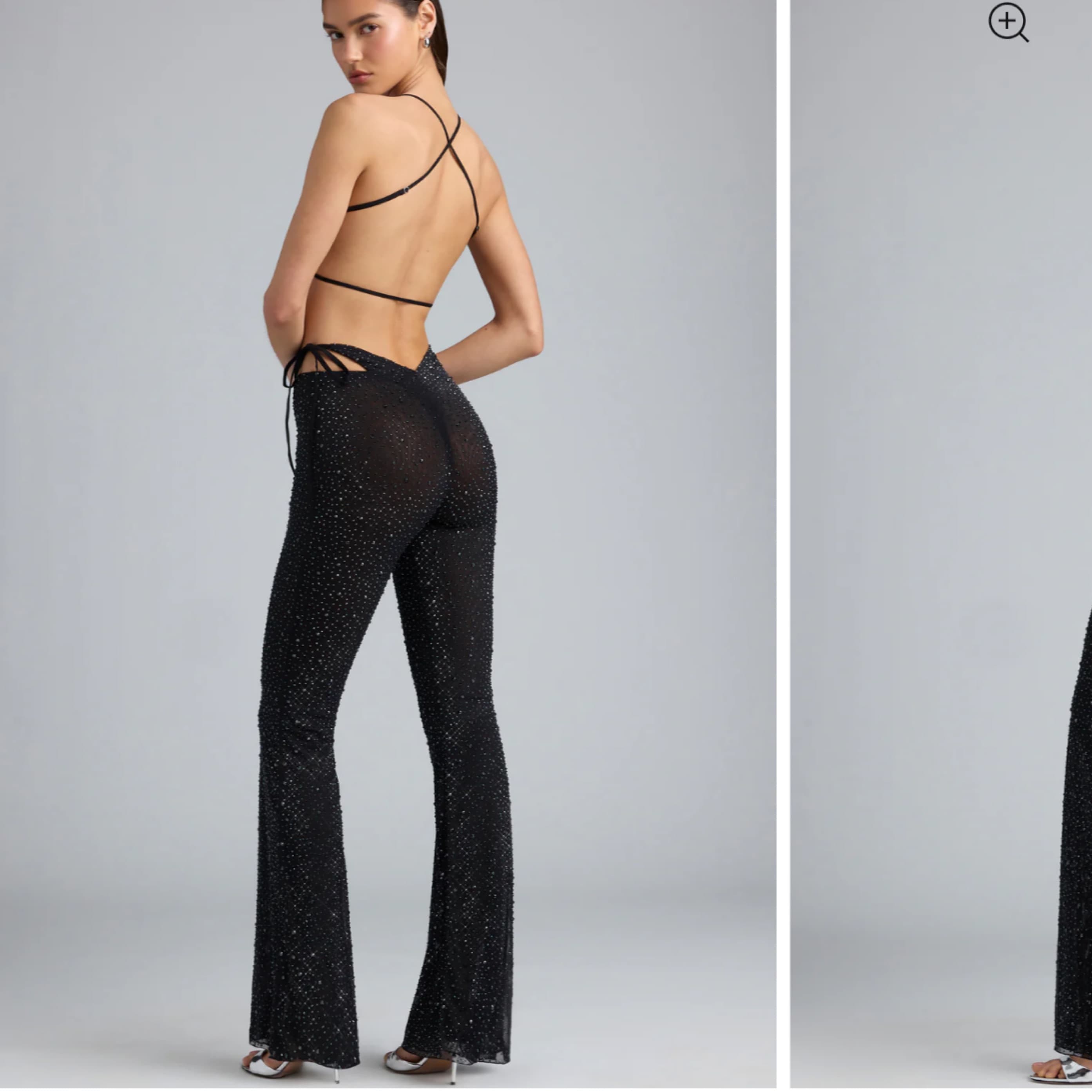 Oh Polly Black Cut Out Flare Pants - Image 2