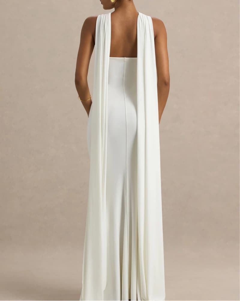 Elegant White Halter Dress - Image 2