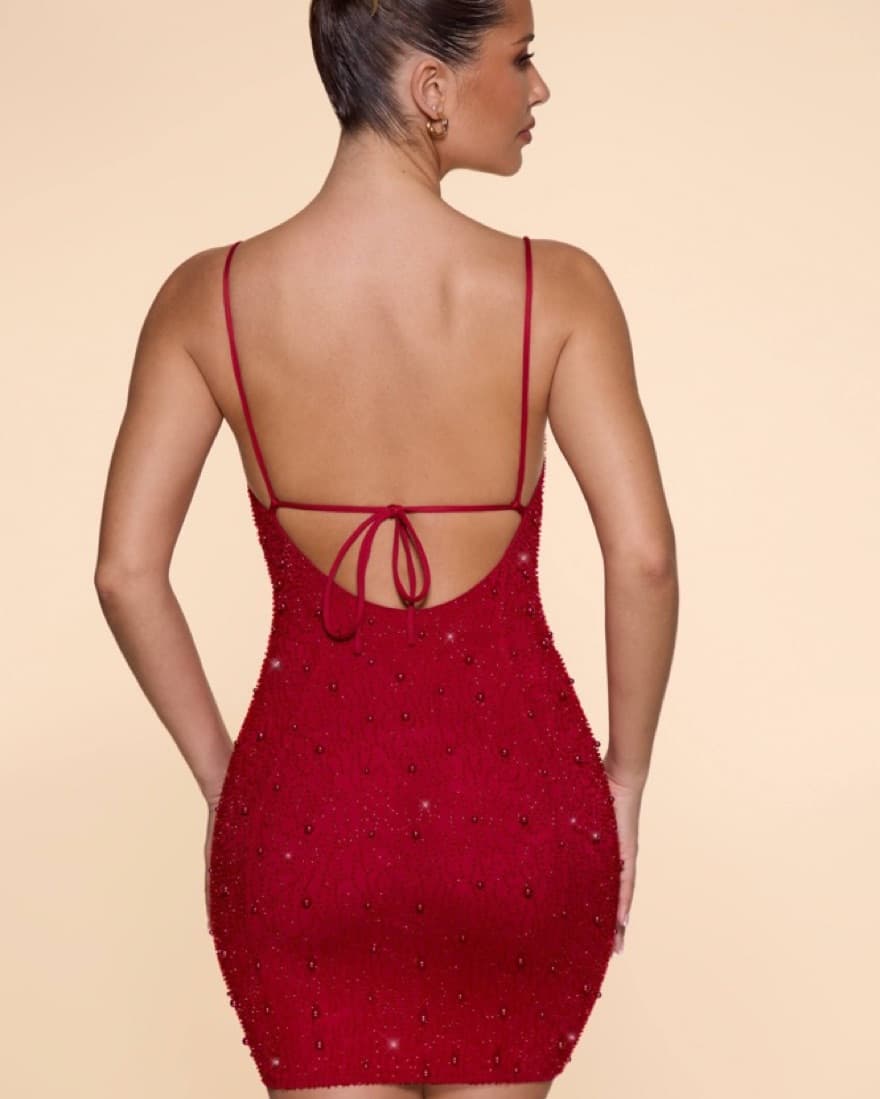OhPolly Embellished Cowl Neck Mini Dress - Image 4