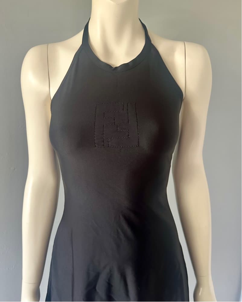 Fendi Zucca FF Black Halter Neck Dress  - Image 5